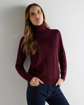 Women'S Luna Roll Neck Cashmere Jumper Bordeaux Red Mega Online Discount