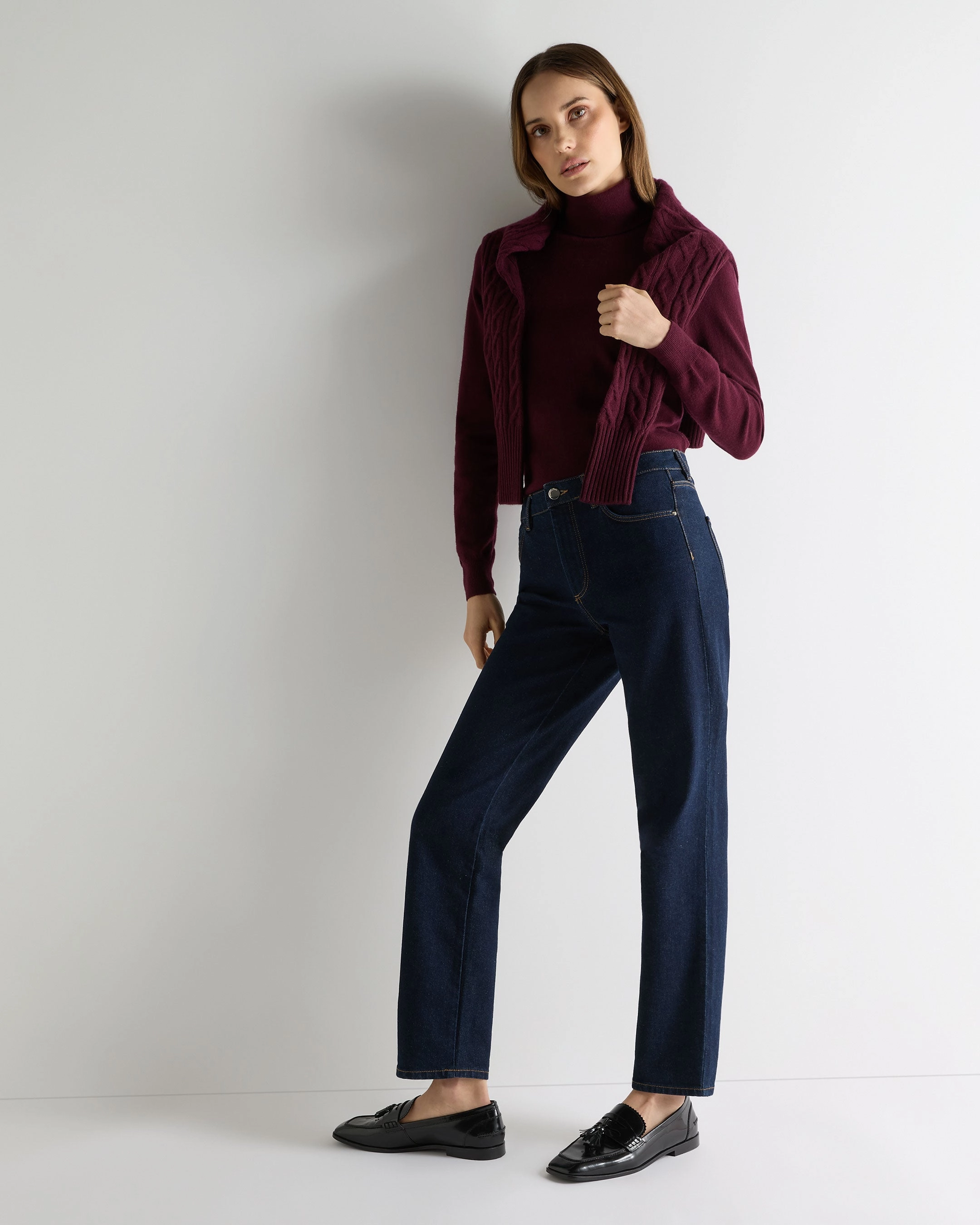 Women'S Luna Roll Neck Cashmere Jumper Bordeaux Red Trending Hot Picks