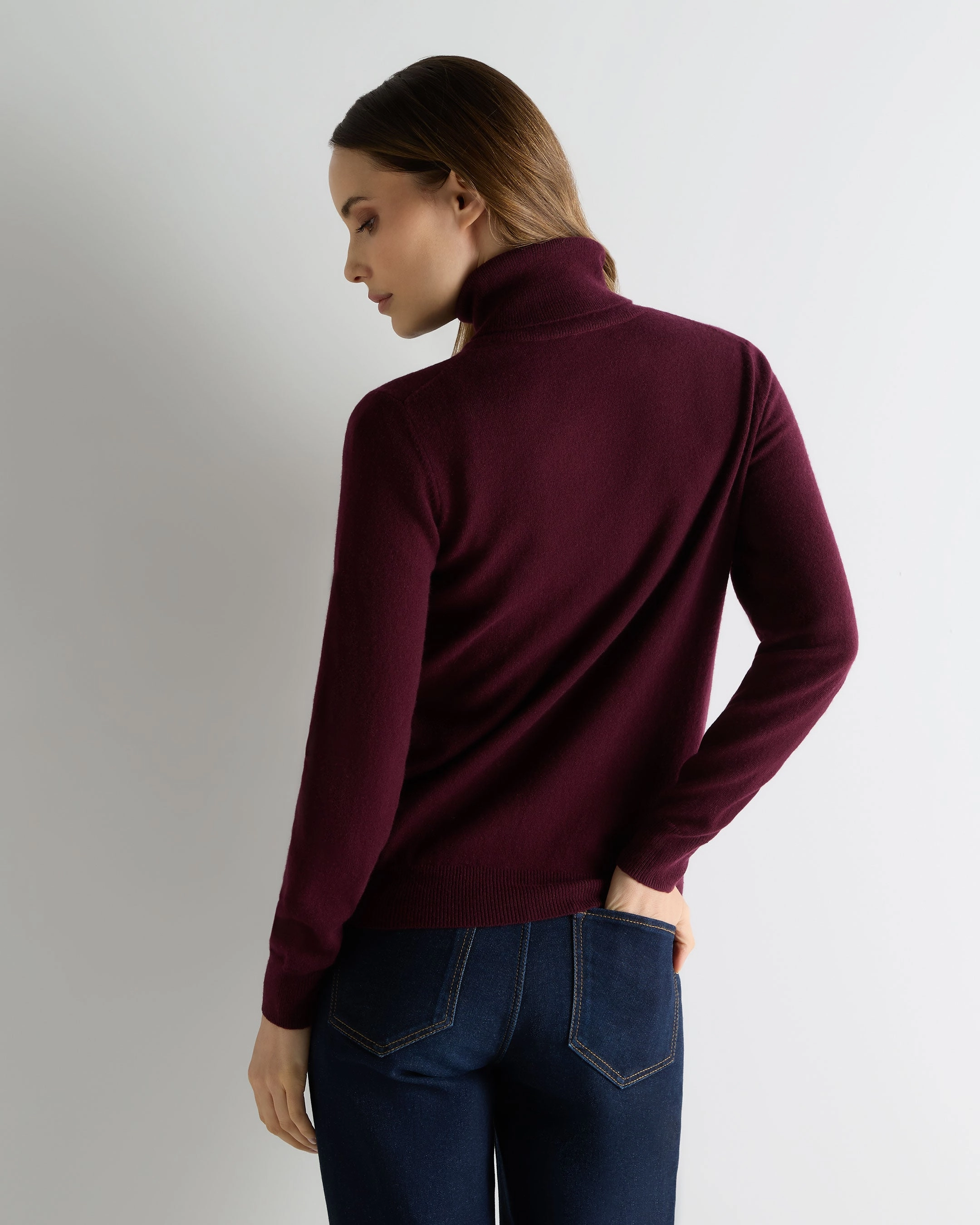 Women'S Luna Roll Neck Cashmere Jumper Bordeaux Red Hot Discount Deal