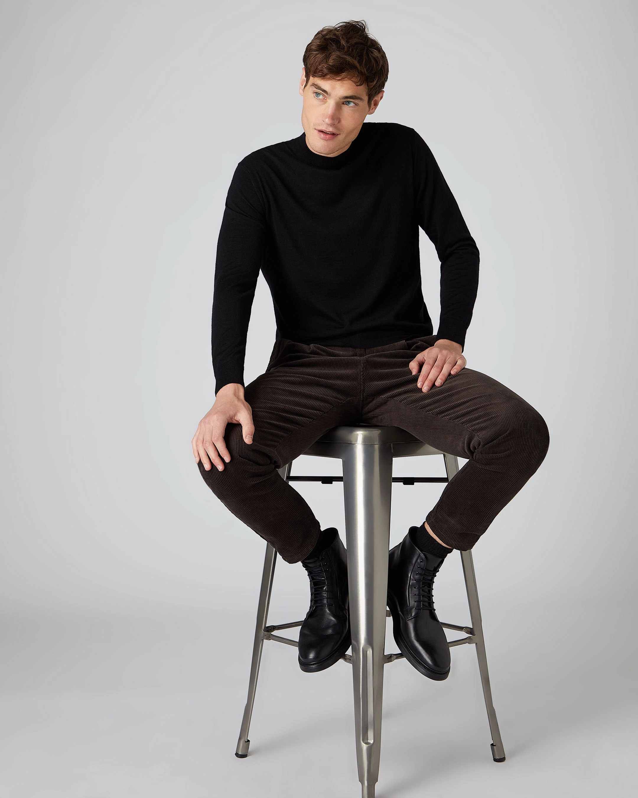Shop Hot Deals Men'S Fine Gauge Cashmere Turtle Neck Jumper Black