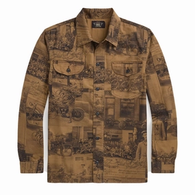 Rrl By Ralph Lauren Photo-Print Twill Workshirt Tan Multi Hot Sale Today