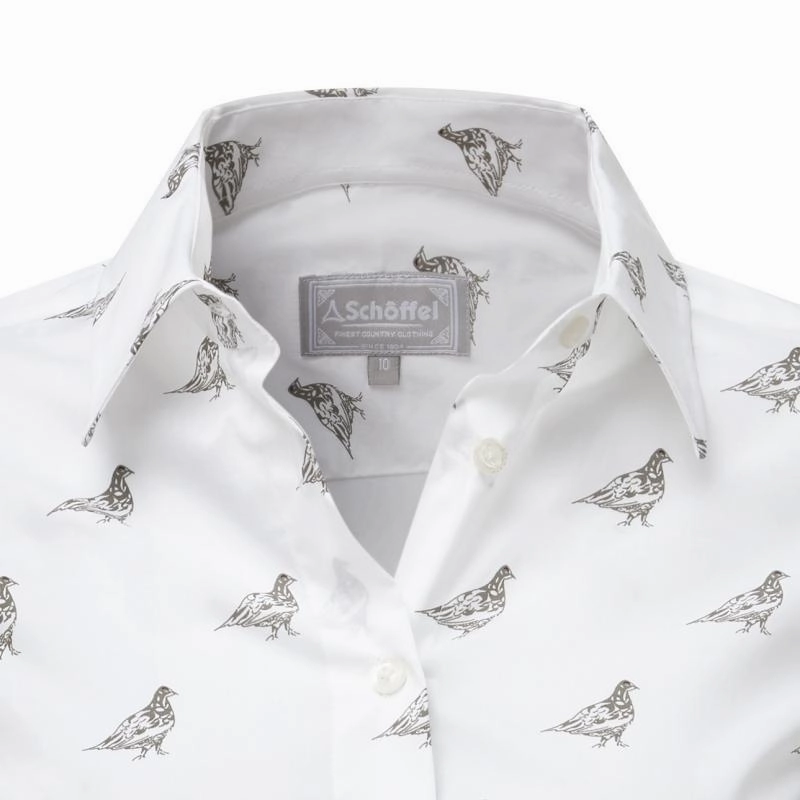 Limited Time Sale Schoffel Ladies Norfolk Shirt - Grey Ptarmigan