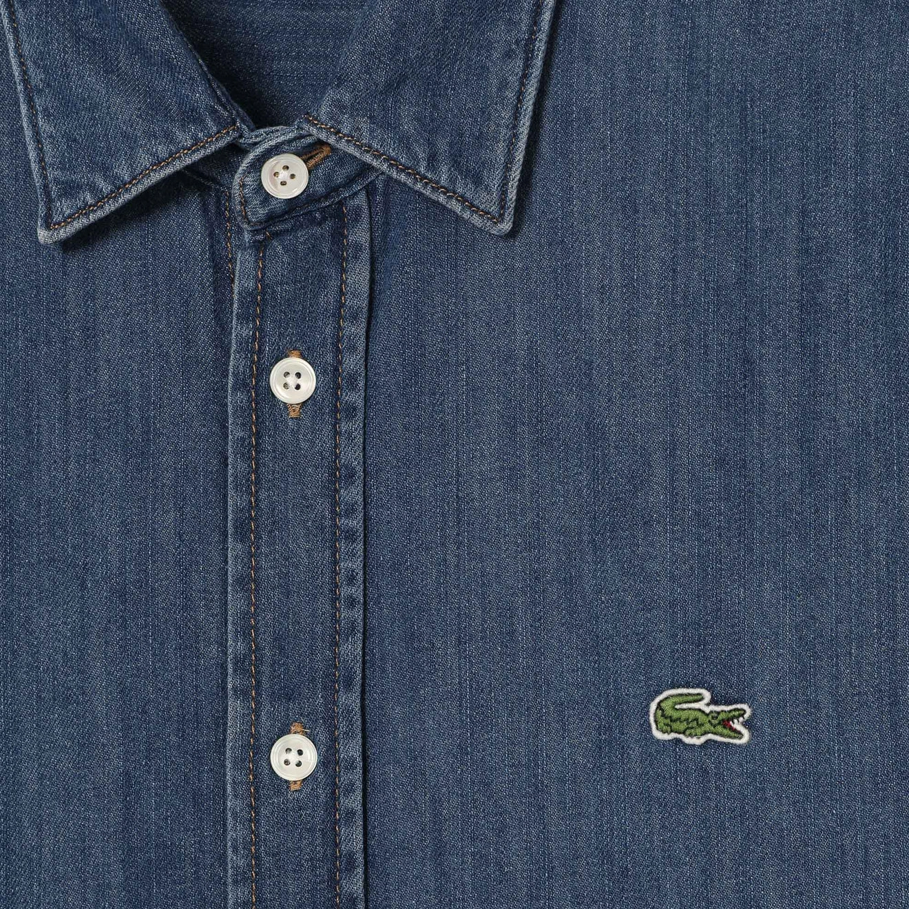 Lacoste Regular Fit Lightweight Denim Shirt Blue Sale Ending Soon