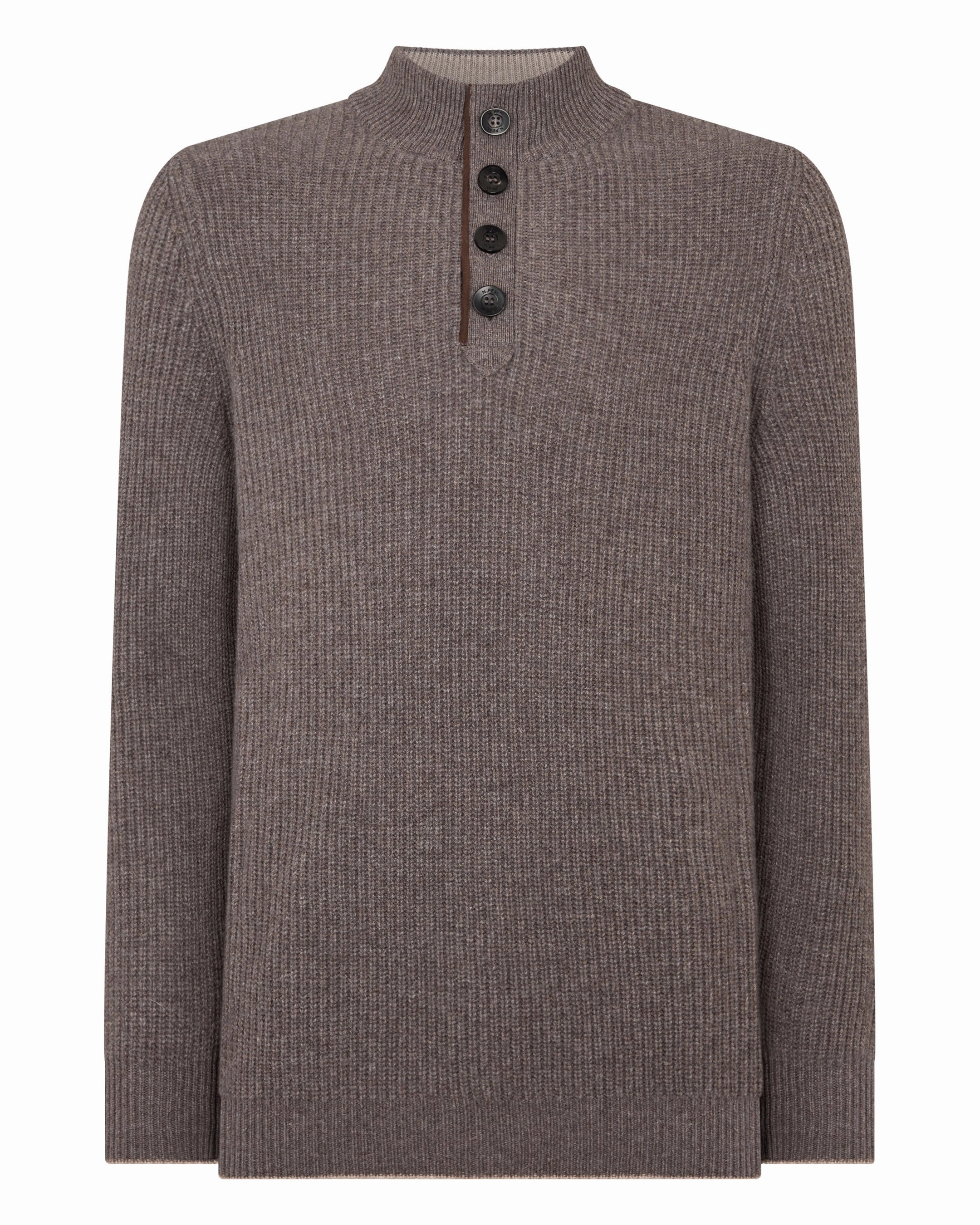 Men'S Beauchamp Half Button Cashmere Jumper Otter Brown Grab Your Hot Pick Hot Picks Today