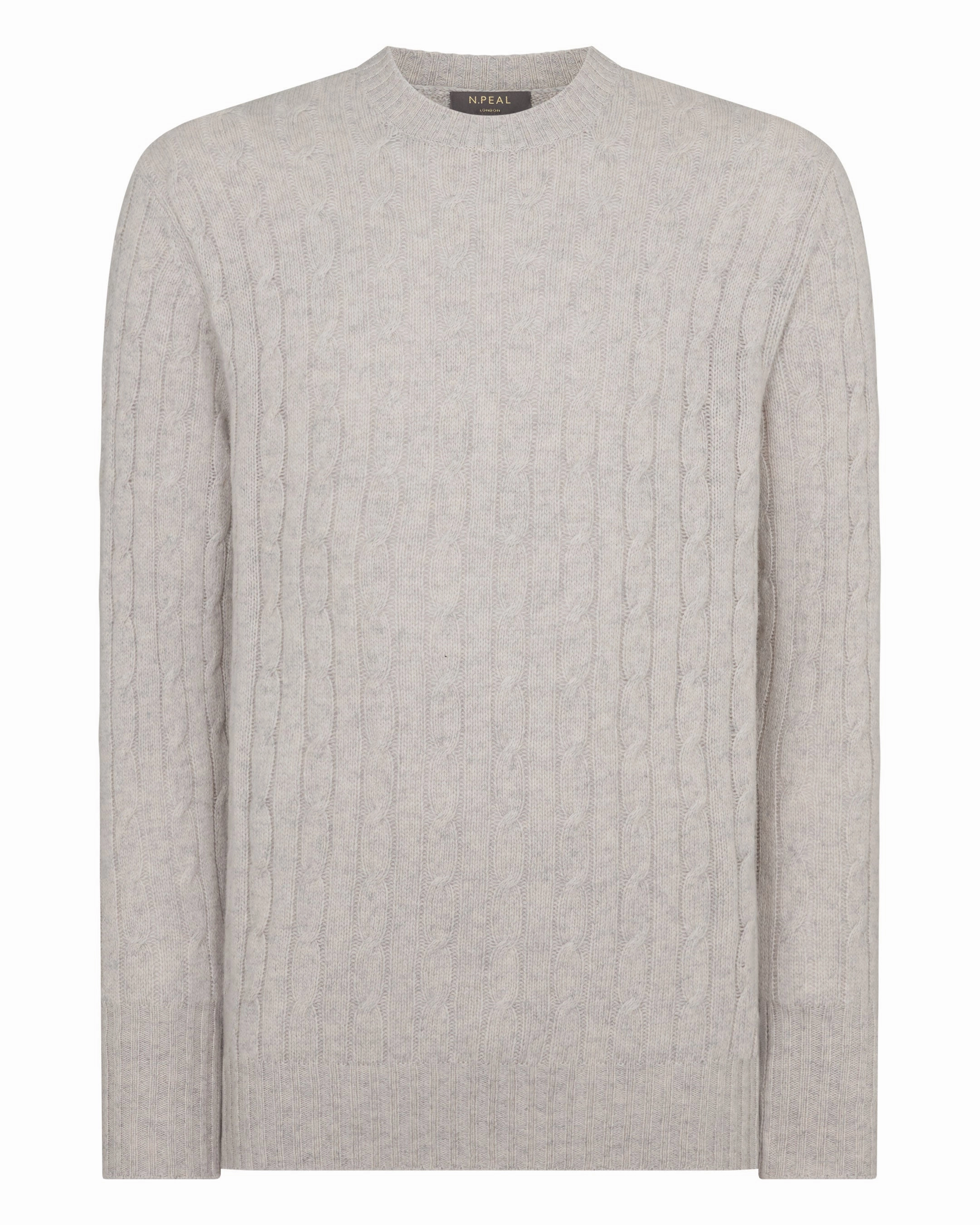 Men'S Thames Cable Round Neck Cashmere Jumper Nougat Brown Marl Flash Offer Today Hot Sale Today