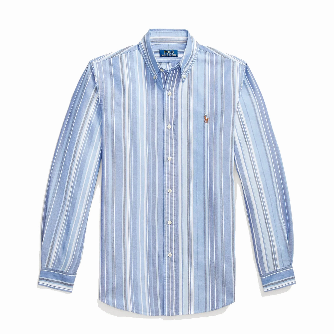 Polo Ralph Lauren Custom Fit Striped Oxford Button Down Shirt Blue Multi Shop Save Today