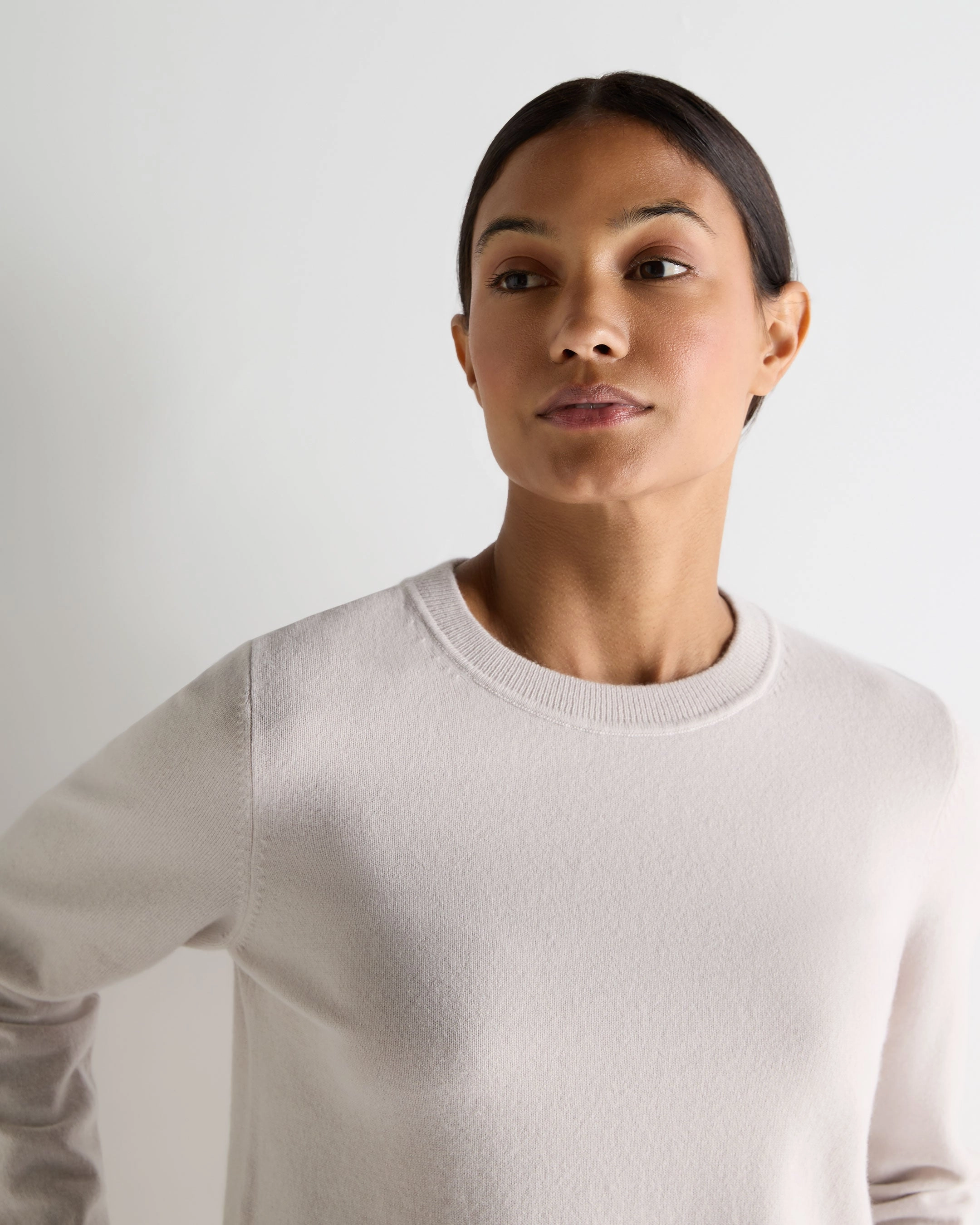 Women'S Hallie Round Neck Cashmere Jumper Snow Grey Special Online Offer Hot Pick Sale