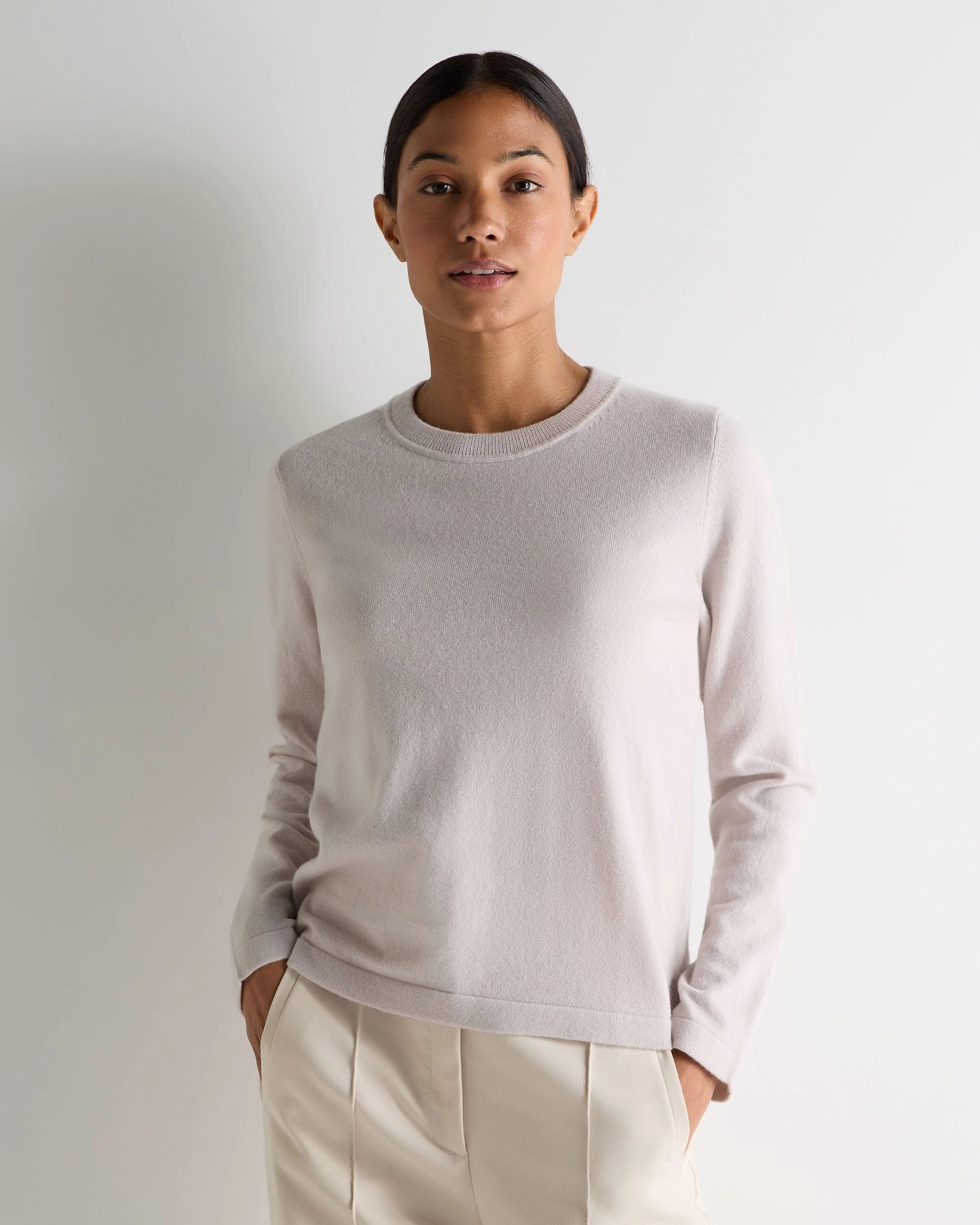 Daily Special Offer Women'S Hallie Round Neck Cashmere Jumper Snow Grey