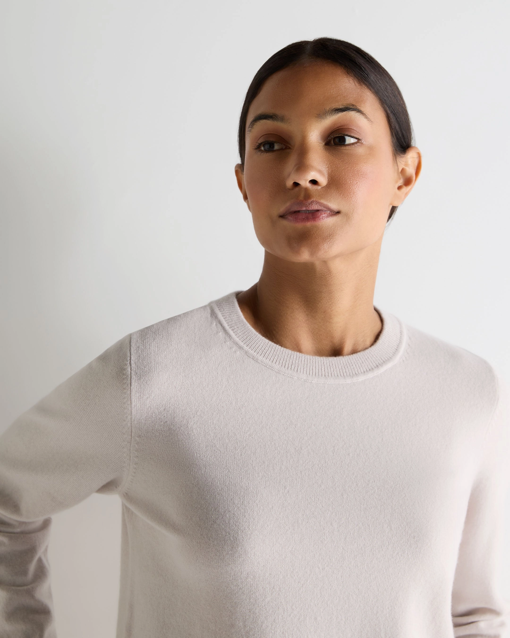 Women'S Hallie Round Neck Cashmere Jumper Snow Grey Sale Ending Soon Mega Discount Event