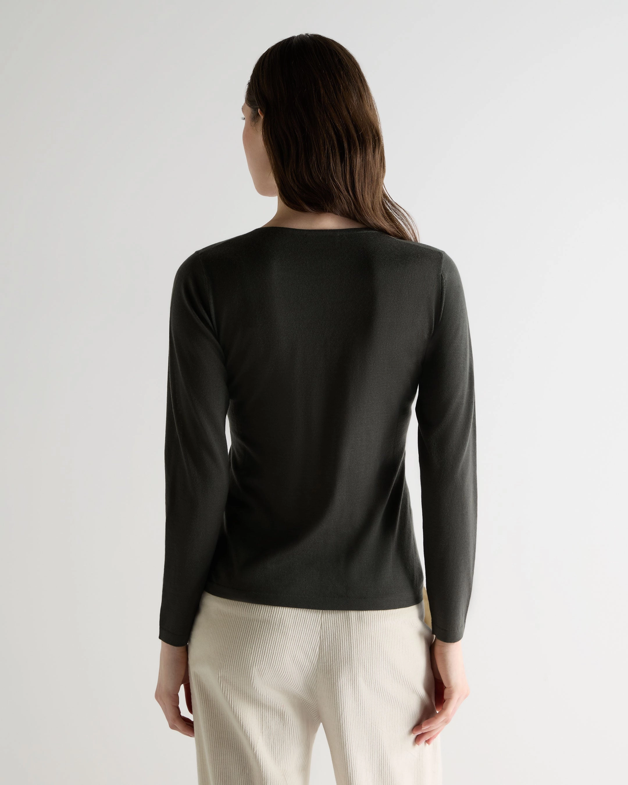 Trending Offer Today Special Occasion Discount Women'S Imogen Superfine Cashmere V Neck Jumper Arabica Khaki Green