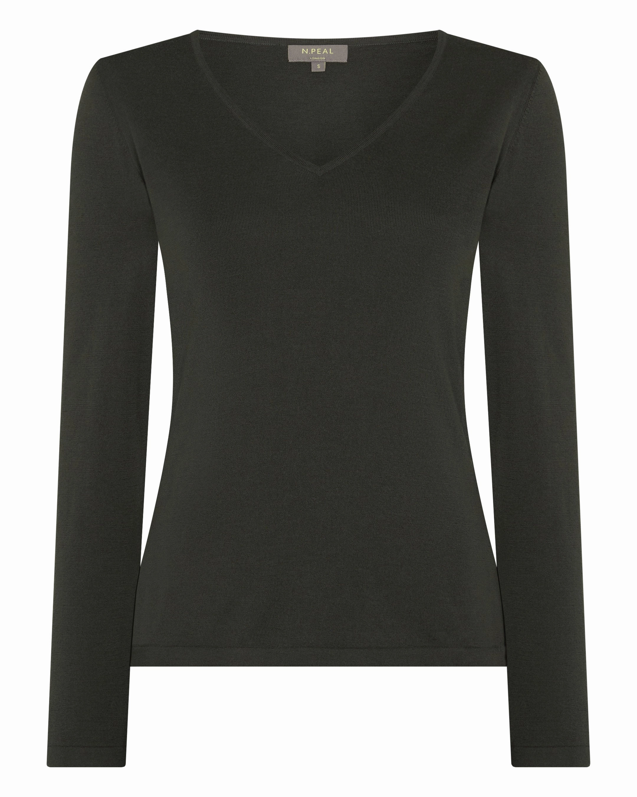 Women'S Imogen Superfine Cashmere V Neck Jumper Arabica Khaki Green MustShop Sale