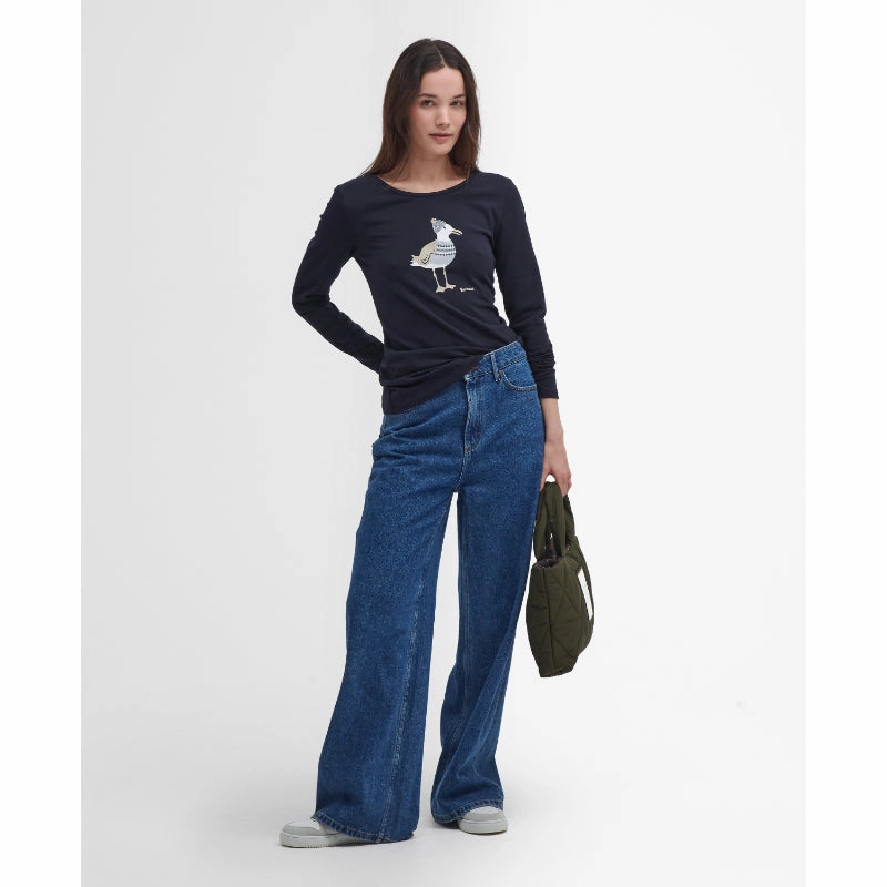 Hot Offer Ending Soon Barbour Lossie Ladies Long Sleeve T-Shirt - Navy