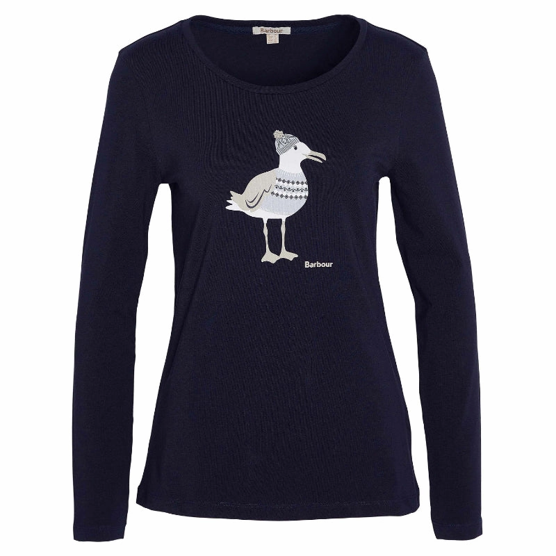 Barbour Lossie Ladies Long Sleeve T-Shirt - Navy Save More Now Limited Time Hot Deal
