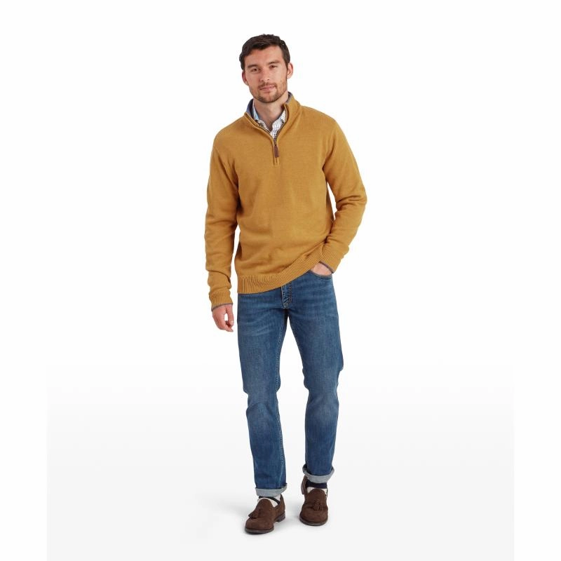 Schoffel Blair 1/4 Zip Mens Jumper - Mustard Trending Offer Today