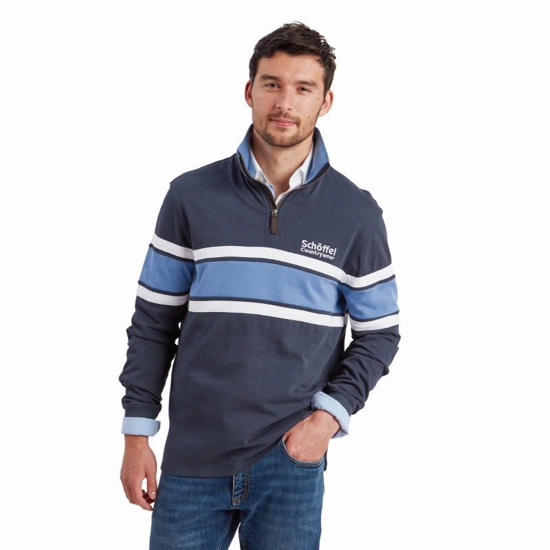 Schoffel Exmouth Heritage 1/4 Zip Jumper - Petrol Blue Price Drop Today