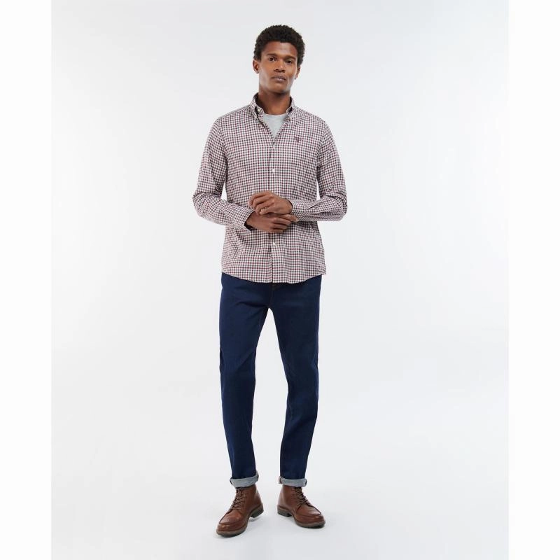 Big Hot Sale Daily Clearance Deal Barbour Finkle Mens Tailored Shirt - Port