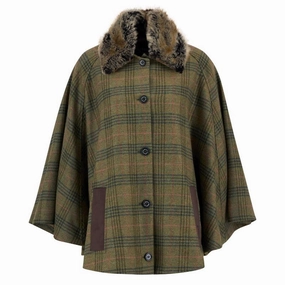 Barbour Flax Lily Ladies Wool Cape - Arabesque/Brown Dont Miss This Steal Best Deal Today