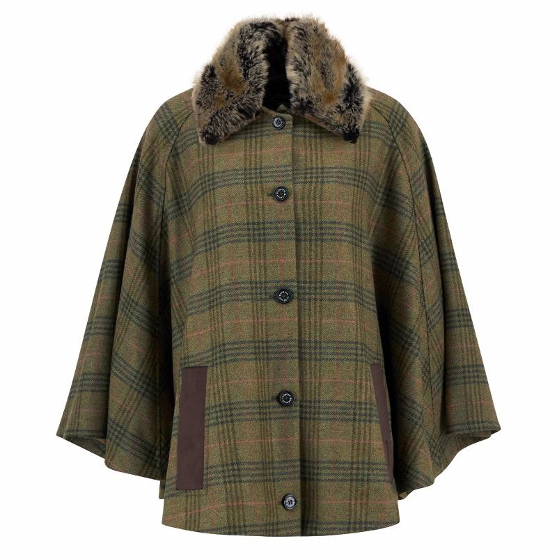 Barbour Flax Lily Ladies Wool Cape - Arabesque/Brown Dont Miss This Steal Best Deal Today