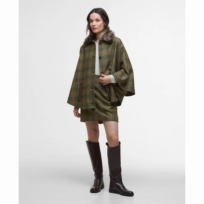 Trending Hot Picks Price Drop Alert Barbour Flax Lily Ladies Wool Cape - Arabesque/Brown