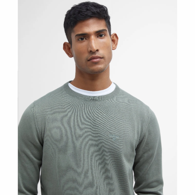 Mega Savings Now Trendy Picks Today Barbour Pima Cotton Mens Crew Neck Jumper - Agave Green