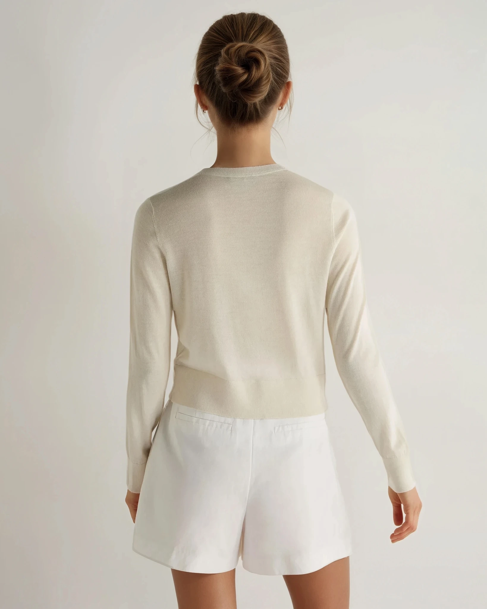 Exclusive Deal Inside Women'S Superfine Cashmere Round Neck Cardigan New Ivory White
