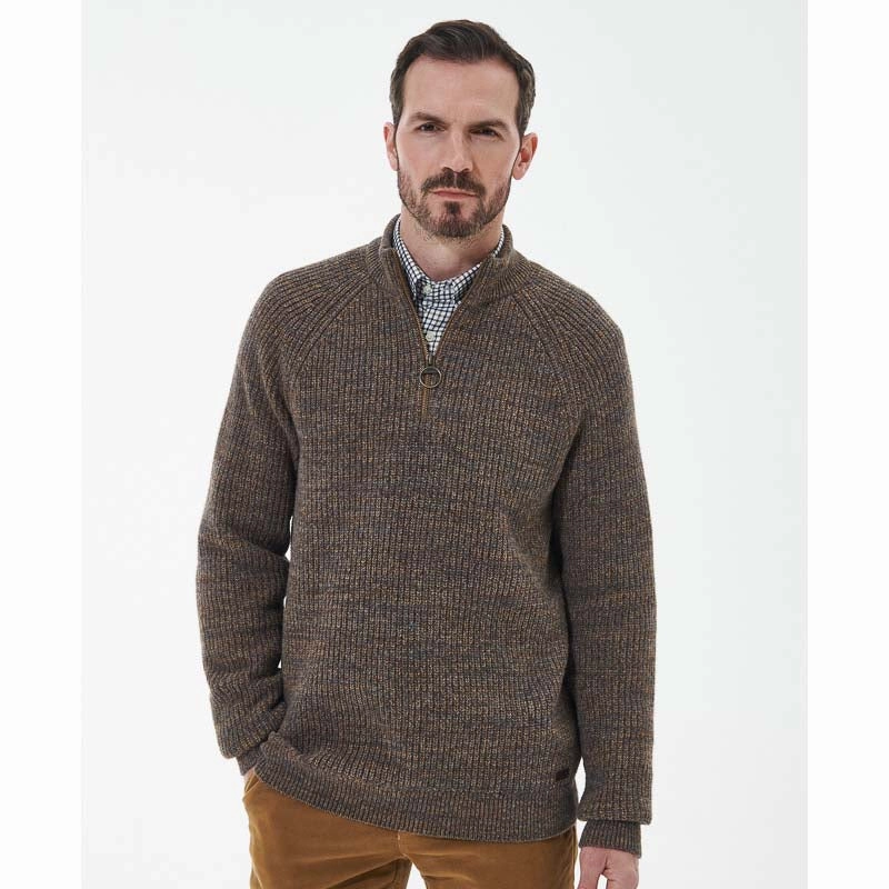 Barbour Horseford Lambswool Half Zip Mens Jumper - Sandstone Special Online Offer Best Seller Deal