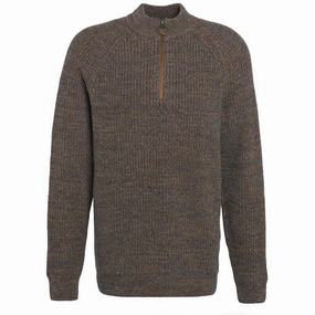 Last Chance Offer Barbour Horseford Lambswool Half Zip Mens Jumper - Sandstone