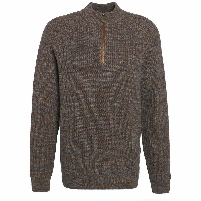 Last Chance Offer Barbour Horseford Lambswool Half Zip Mens Jumper - Sandstone