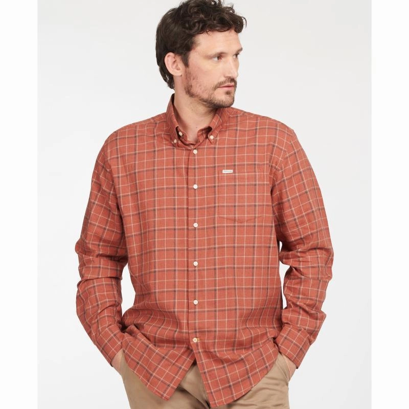 Limited Edition Offer Special Deals Online Barbour Pelton Regular Fit Mens Shirt - Garnet Red