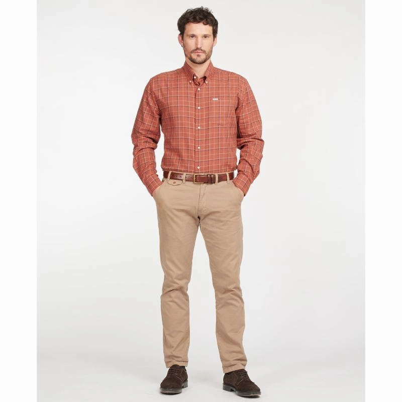 Barbour Pelton Regular Fit Mens Shirt - Garnet Red Hot Sale Frenzy Instant Savings Inside