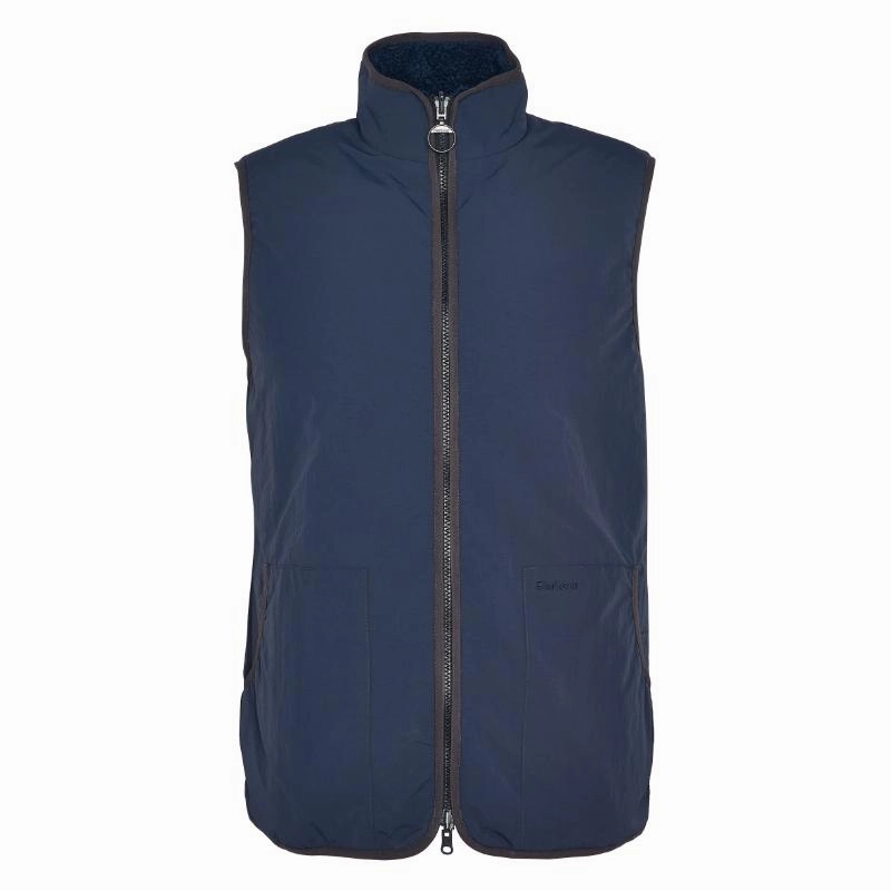 Clearance Event Trending Today Steal Barbour Reversible Fleece Mens Gilet - Navy