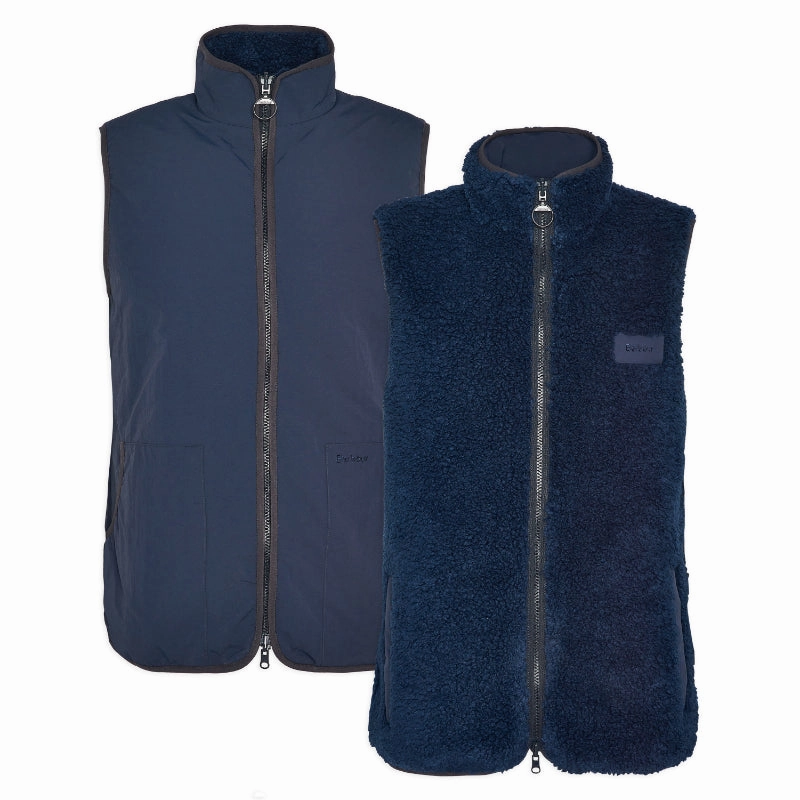 Barbour Reversible Fleece Mens Gilet - Navy Trending Savings Now Instant Savings Deal