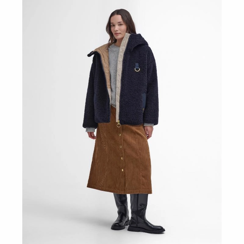 Barbour Amber Ladies Fleece Jacket - Dark Navy/Military Brown/Light Sand Trending Now Offer