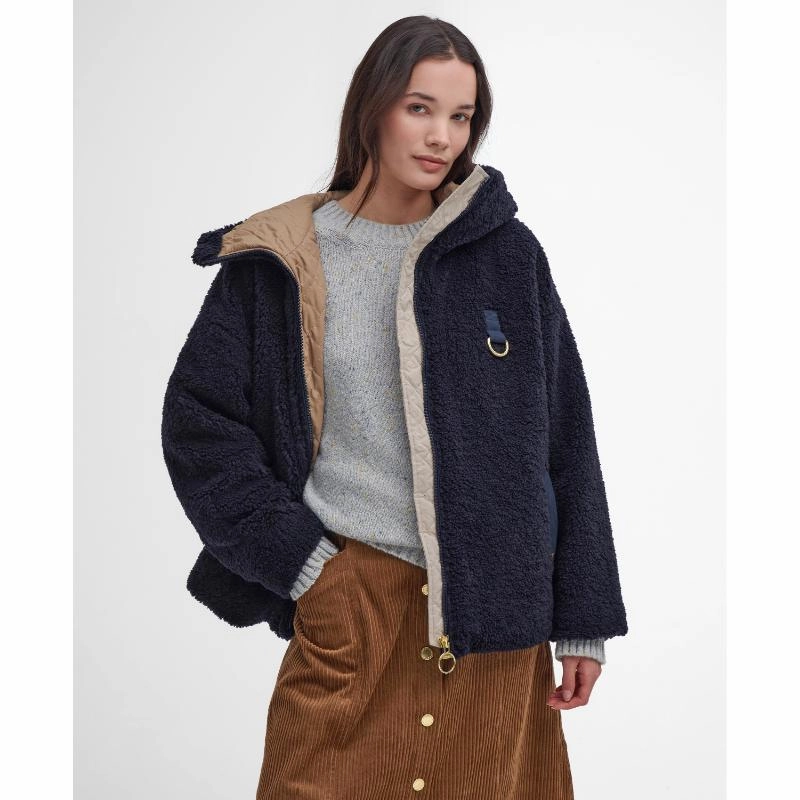 Perfect Gift Sale Barbour Amber Ladies Fleece Jacket - Dark Navy/Military Brown/Light Sand