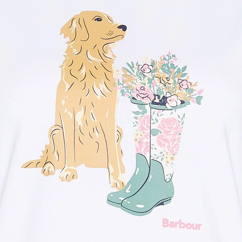 Today Only Hot Sale Barbour Rowen Ladies T-Shirt - White (Golden Retriever)