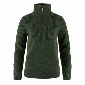 Fjallraven Womens Ovik Half Zip Knit Deep Forest Sweet Deal Today