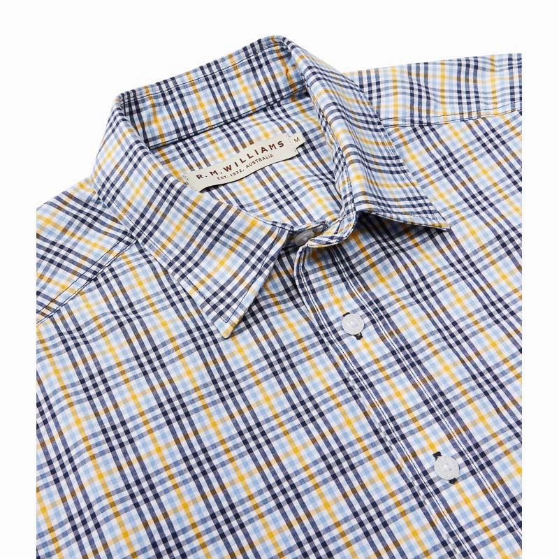 Limited Time Sale Special Online Offer R.M.Williams Classic Mens Shirt - Blue/Yellow/White