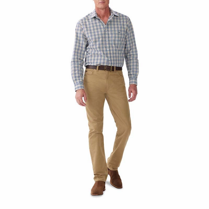 Hot Pick Deal R.M.Williams Classic Mens Shirt - Blue/Yellow/White