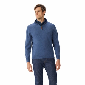 Dont Miss This Steal R.M.Williams Ernest Merino Knit 1/4 Zip Mens Sweater - Indigo