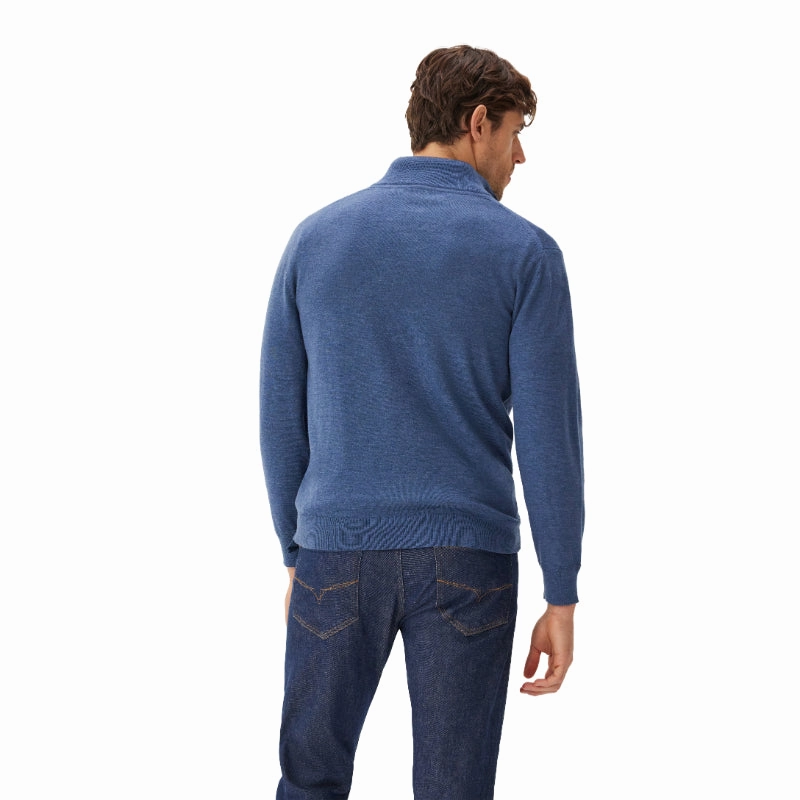 Shop Hot Deals R.M.Williams Ernest Merino Knit 1/4 Zip Mens Sweater - Indigo