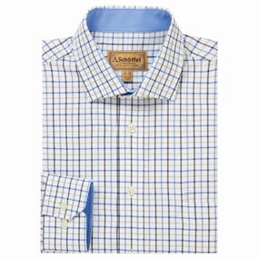 Schoffel Milton Tailored Fit Mens Shirt - Vintage Navy/Imperial Blue Hot Deals Today Steal the Deal Now