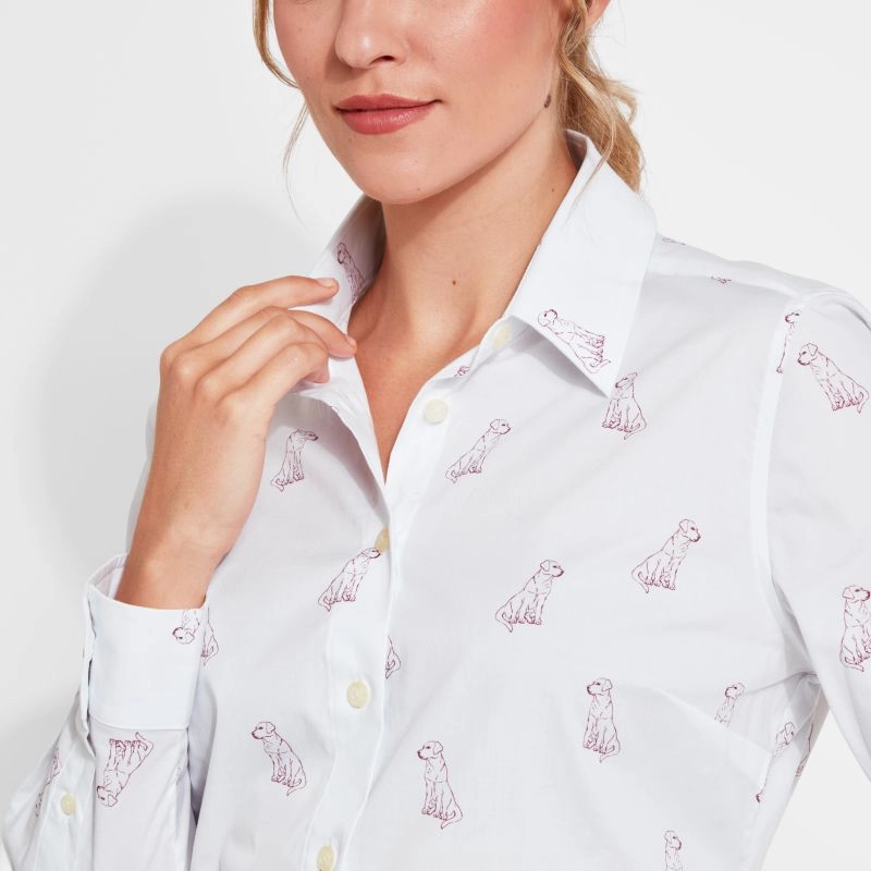 Big Sale Today Schoffel Ladies Norfolk Shirt - Wine Labrador Print