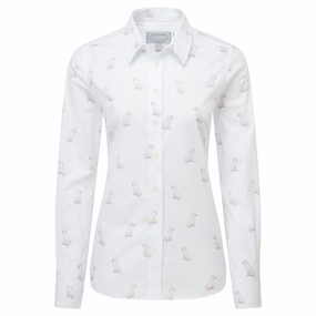 Price Slash Today Mega Sale Now Schoffel Ladies Norfolk Shirt - Wine Labrador Print