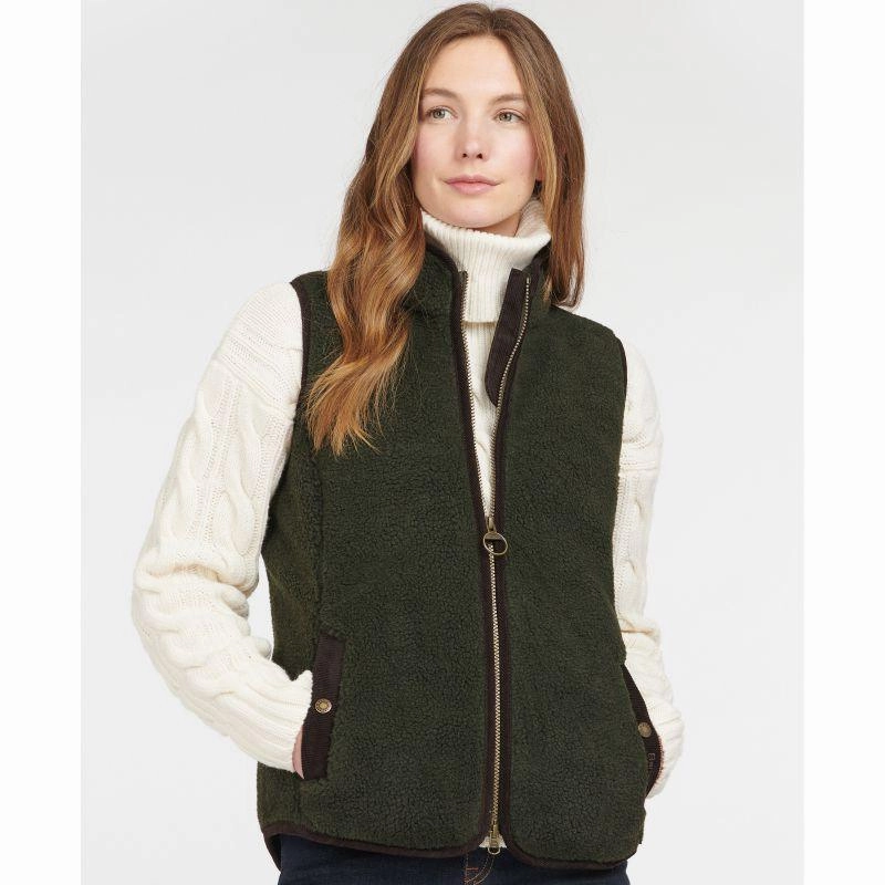 Barbour Burford Ladies Fleece Gilet - Olive/Classic Grab Your Savings Daily Special Offer