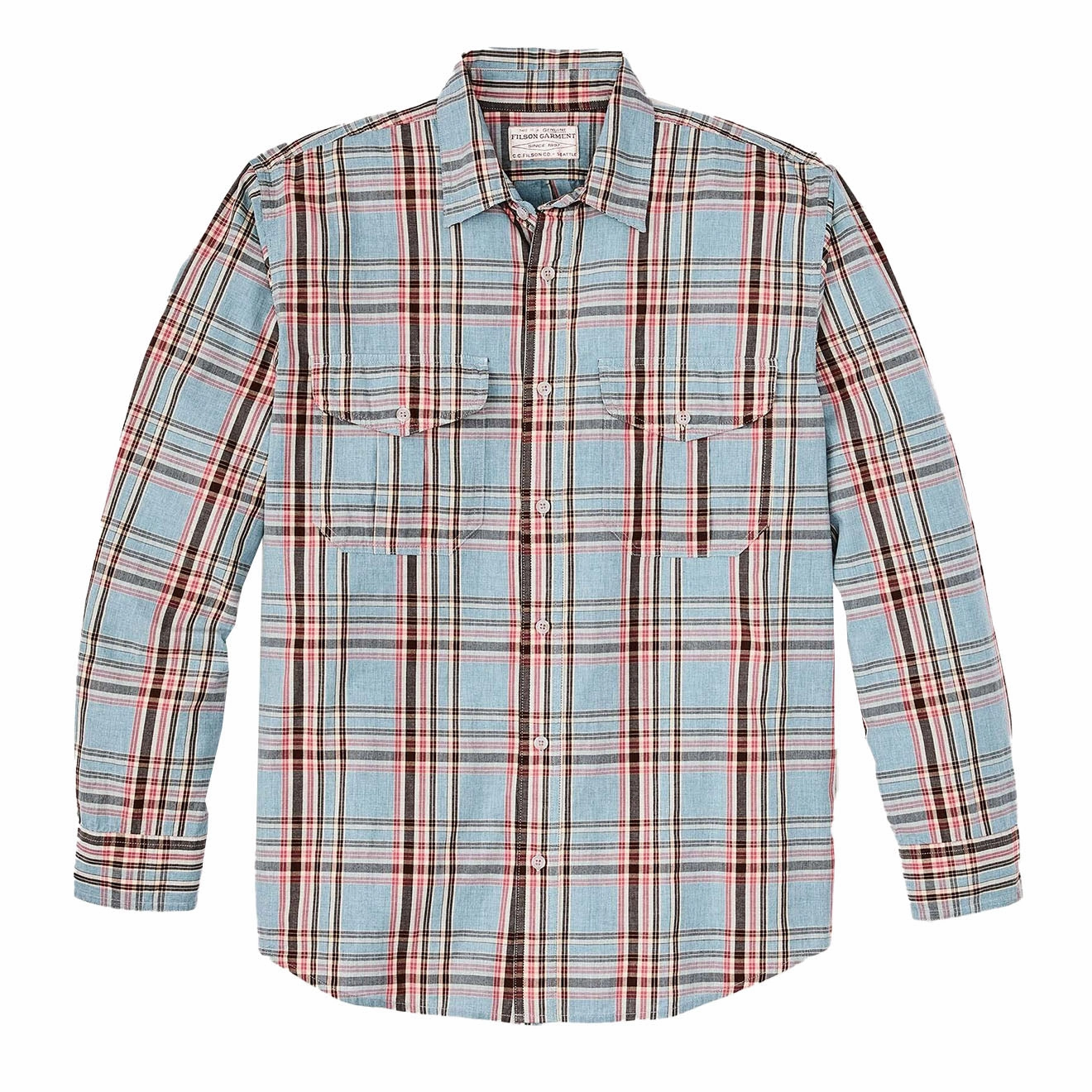 Shop Hot Picks Filson Washed Feather Cloth Shirt Light Blue / Red / Natural Plaid
