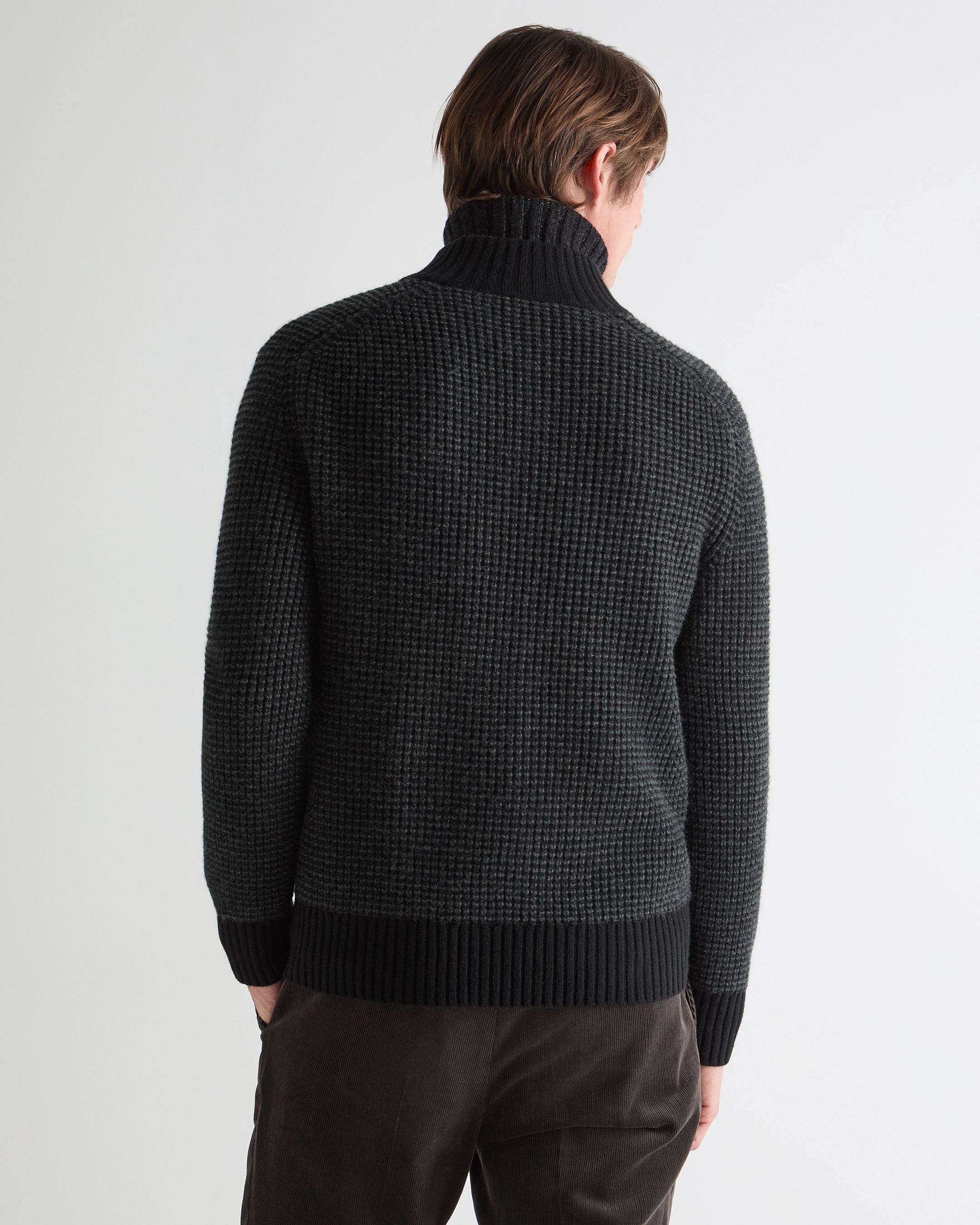 Price Drop Alert MustHave Deal Men'S Moss Stitch Half Button Cashmere Jumper Black