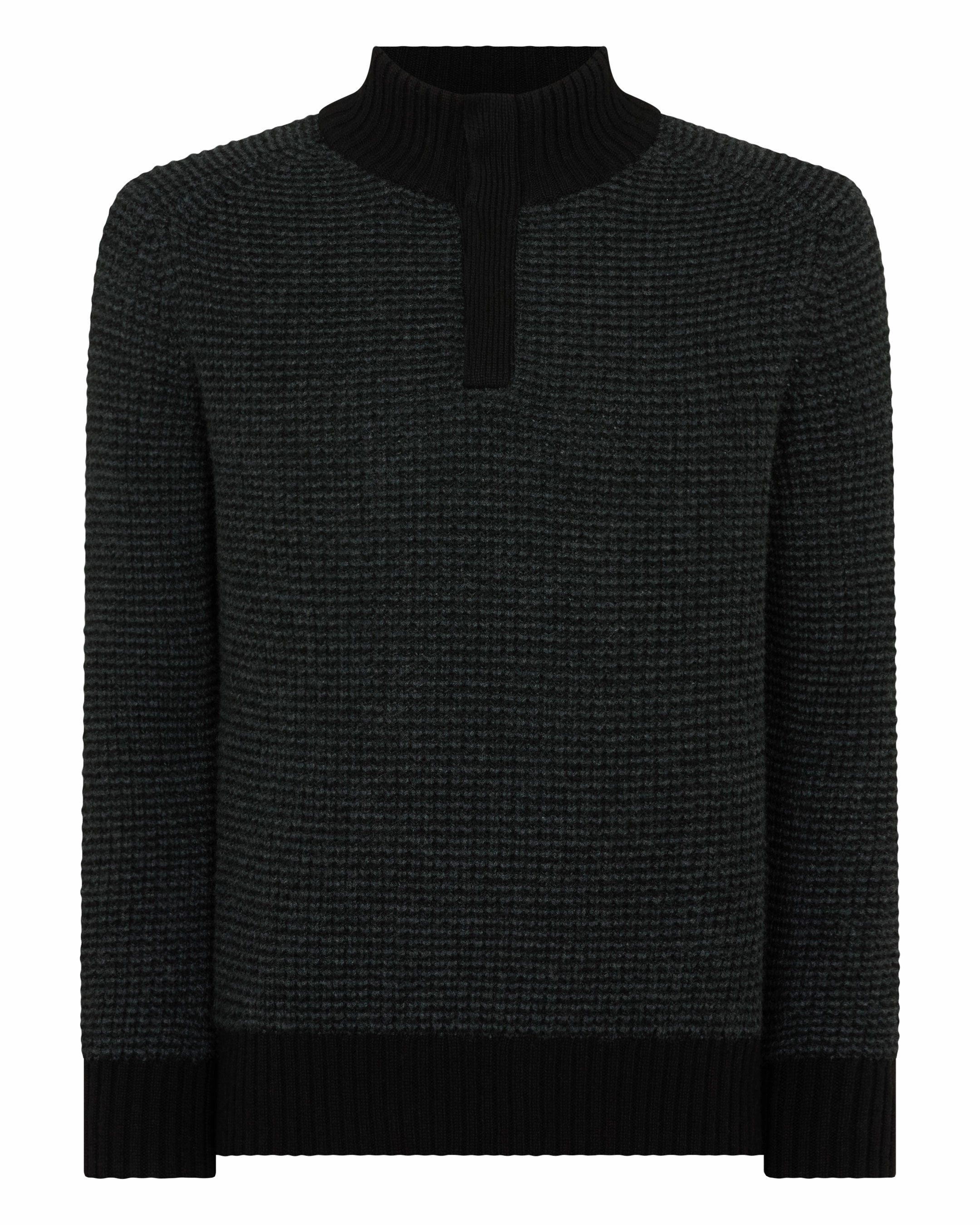 Men'S Moss Stitch Half Button Cashmere Jumper Black Dont Miss This Deal Limited Time Offer