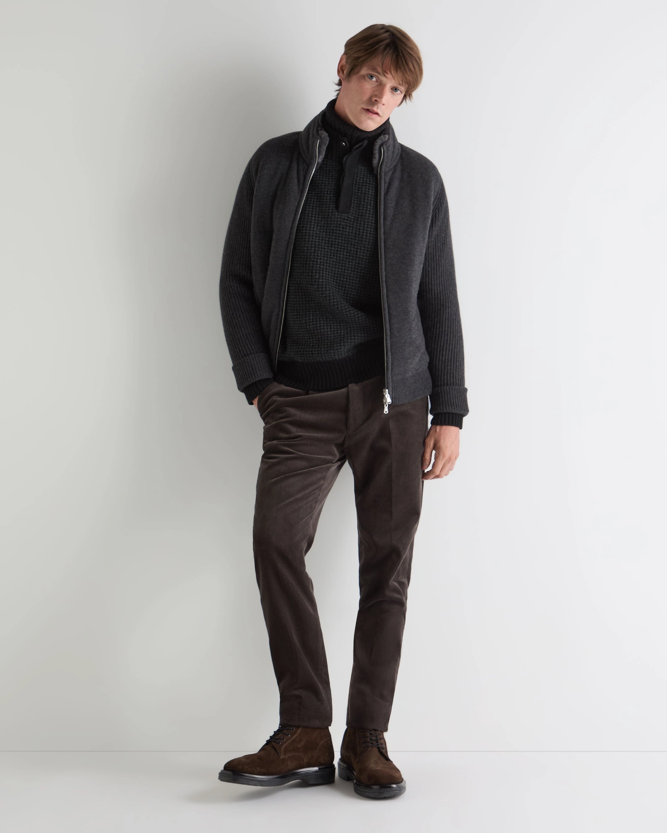 Shop Save Big Men'S Moss Stitch Half Button Cashmere Jumper Black