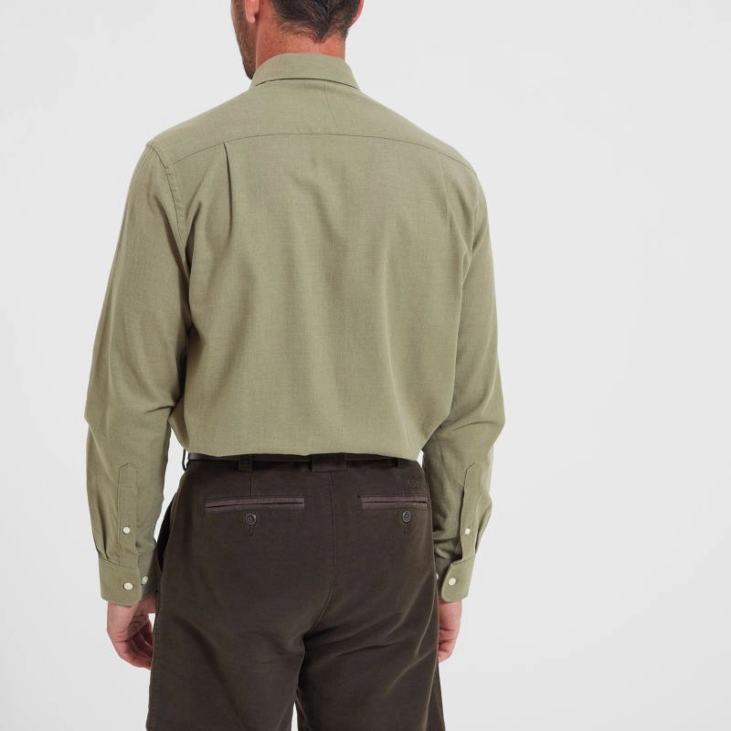 Todays Special Savings Flash Deal Alert Schoffel Newton Tailored Sporting Fit Mens Cotton Wool Shirt - Olive