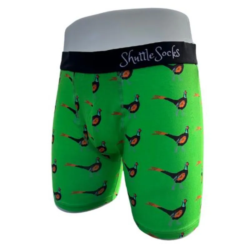 Shuttle Socks Mens Boxers - Green Pheasant Grab Your Savings